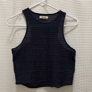 Madewell Navy Blue Textured Crop Top - size M